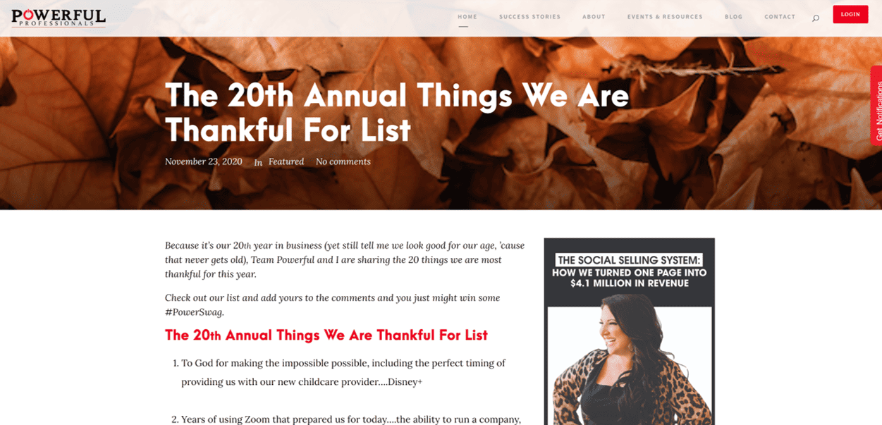 the 20th annual things we are grateful for list