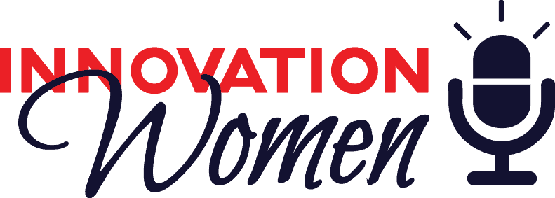 the innovation women logo with a microphone