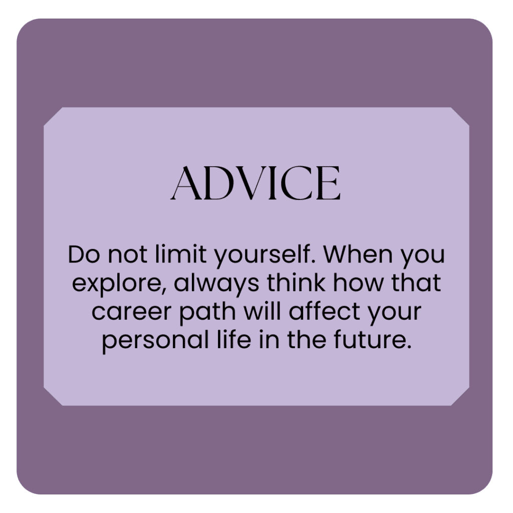 a purple square with a quote about advice