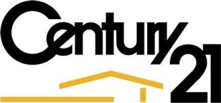 the century 21 logo is shown in black and yellow