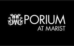 a black and white photo with the words porum at marst